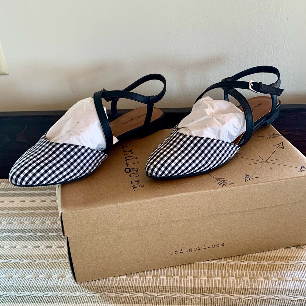 🎉HP‼️💥Indigo Rd Black & White Gingham flats - Size 7.5✨✨✨ - Picture 8 of 12